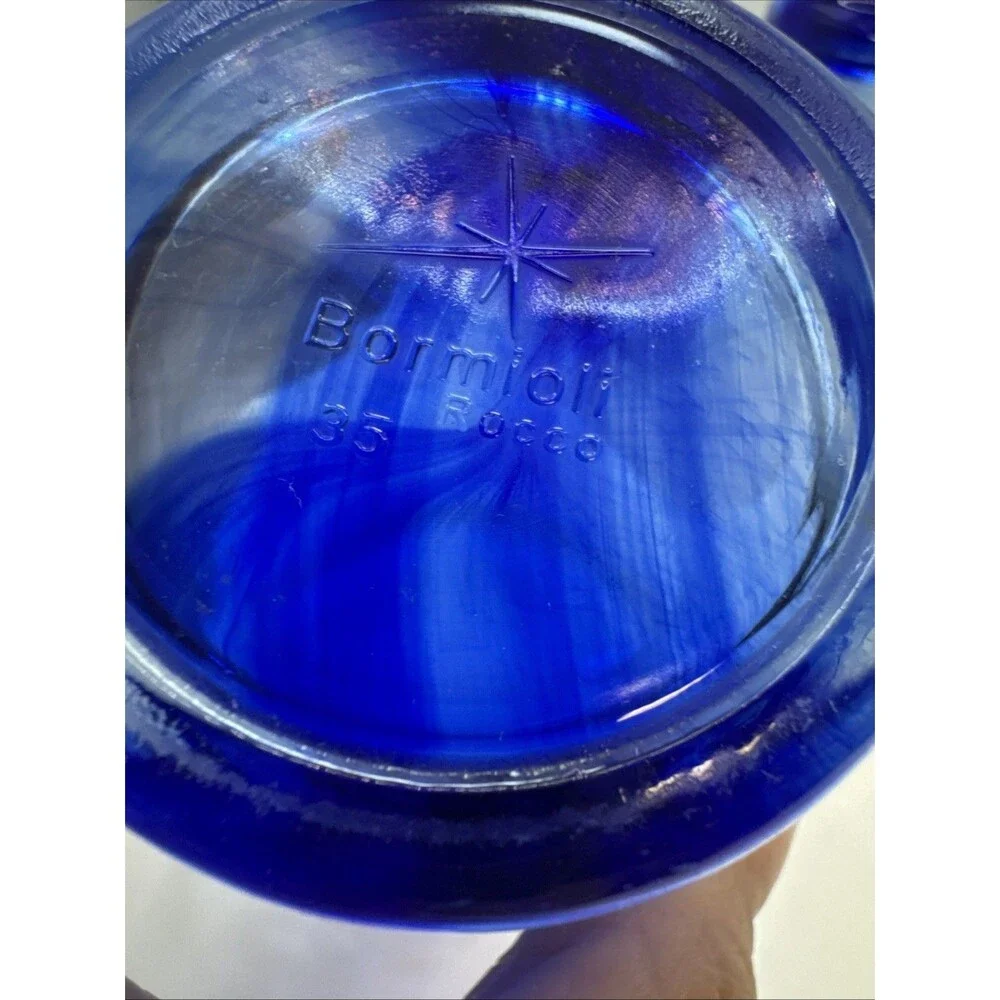 Bormioli Rocco Cobalt Swirl Glass Tumblers Italy (2) Whiskey Rocks glass - Picture 6 of 7